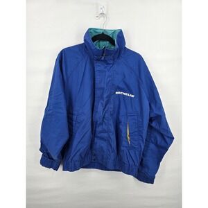 Vintage Michelin Racing Jacket Blue‎ Yellow Trademark Sportswear Mens Large L